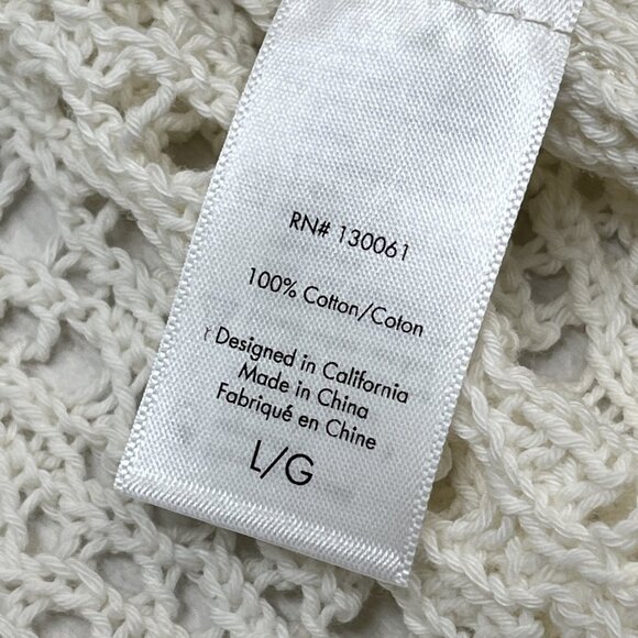 L Space Cardigan L White Crochet Open Knit Cropped Tie Front‎ Boho Hippie Beach - Picture 8 of 11